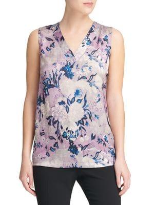 Donna Karan Floral V-neck Top