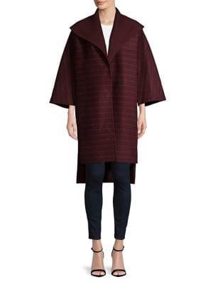 Diane Von Furstenberg Striped High-low Wool-blend Coat