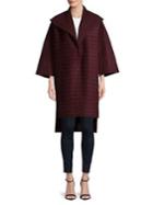 Diane Von Furstenberg Striped High-low Wool-blend Coat