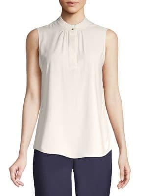 Calvin Klein Sleeveless Ruffle Neck Top