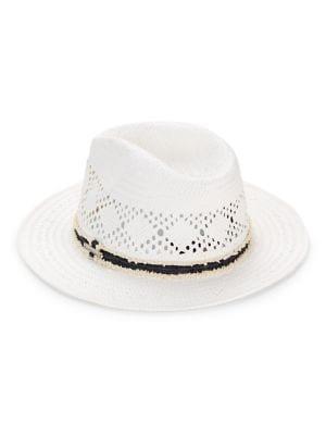 Vince Camuto Frayed Denim Band Fedora Hat
