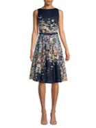 Gabby Skye Floral Lace Waist-tie Dress