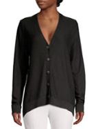 Donna Karan Mixed Media Button Cardigan