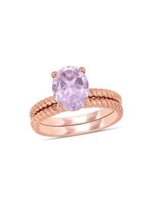 Sonatina 14k Rose Gold And Rose De France Twist Bridal Ring Set