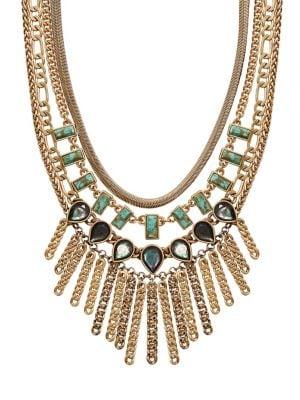 Lucky Brand Dark Magic Crystal & Mother-of-pearl Chain Statement Necklace