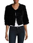Adrienne Landau Three-quarter Sleeve Fur Jacket