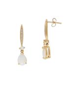Lord & Taylor Diamonds, Opal And 14k Yellow Gold Drop Earrings