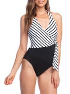 Lauren Ralph Lauren Striped Asymmetrical 1-piece Swimsuit