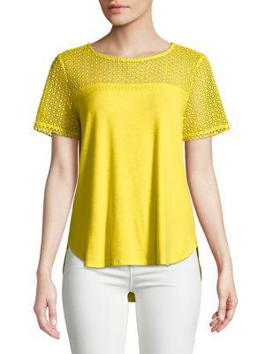 Imnyc Isaac Mizrahi Lace Short Sleeve Top