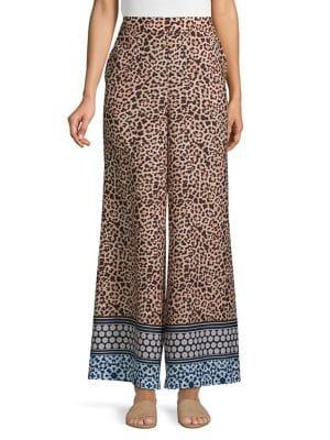 Joan Vass Leopard-print Wide-leg Pants