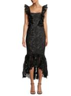 Badgley Mischka Platinum High-low Lace Mermaid Dress