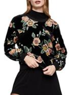 Bcbgeneration Floral Embossed Velvet Fleece Sweatshirt