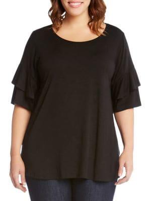 Karen Kane Plus Ruffle-sleeve Jersey Top