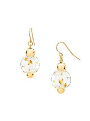 Gold And Honey Mini Drop Goldplated & Lucite Earrings
