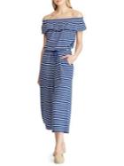 Lauren Ralph Lauren Striped Ruffled Jersey Wide-leg Jumpsuit