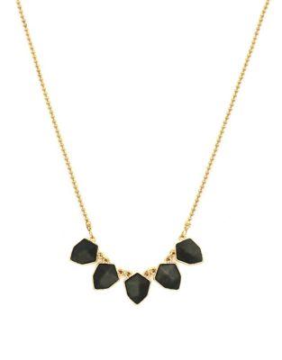 Jessica Simpson Wallflower Fashion Black Crystal Feather And Bead Statement Necklace