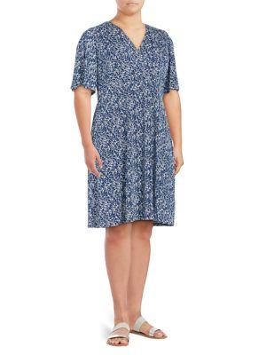 Eliza J Plus Printed Short-sleeve Shift Dress