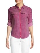 Michael Michael Kors Petite Bias Tile Dot Print Pebble Crepe Top