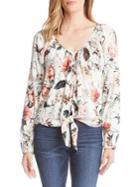 Karen Kane Self-tie Floral Blouse