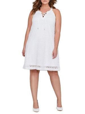 Addition Elle Michel Studio Plus Crocheted Lace-up A-line Dress