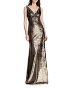 Theia Burnished Floor-length Dress