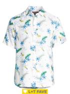 Black Brown Botanical-print Linen Button-down Shirt