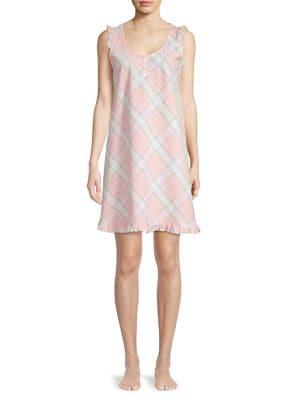 Miss Elaine Plaid Ruffle-trimmed Night Dress