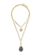 Sole Society Charms & Links Goldtone, Labradorite And Crystal Multi-row Charm Necklace