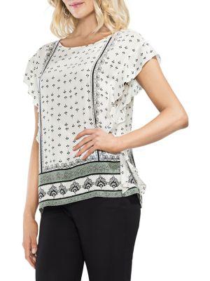 Vince Camuto Ruffle Sleeve Printed Blouse