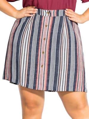 City Chic Plus Rose Striped Skirt