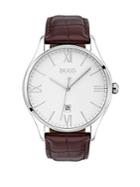 Hugo Boss Governor Stainless Steel And Leather-strap Watch