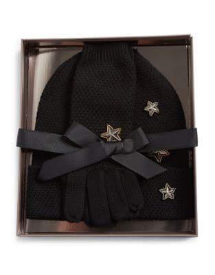 Bcbgmaxazria 3-piece Stars Merino Gloves And Hat Set