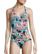 Tommy Bahama Mare Paisley Halter One-piece Swimsuit