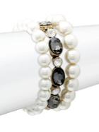 Stein And Blye 3-piece Goldtone, Faux Pearl & Crystal Bracelet Set