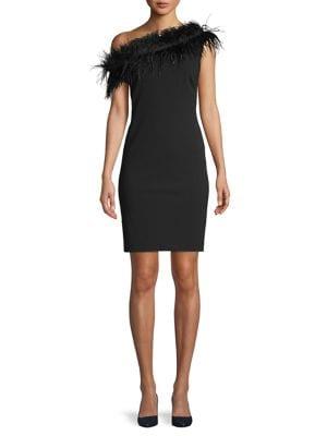 Vince Camuto Feather-trimmed Mini Dress