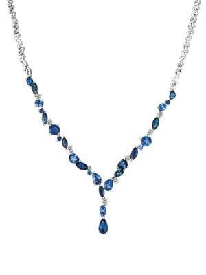 Le Vian Blueberry And Cornflower Ceylon Sapphire 14k White Gold Necklace