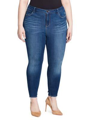 Skinny Girl Plus Skinny High Rise Ankle Ripped-hem Jeans
