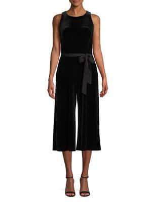 Gabby Skye Velvet Cropped Leg Jumpsuit