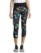 Betsey Johnson Floral Cropped Athletic Leggings