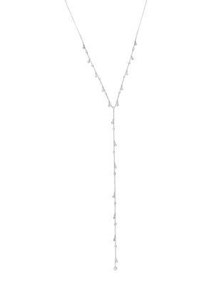 Crislu Gems In Motion Pave Crystal, Platinum And Sterling Silver Adjustable Y-necklace