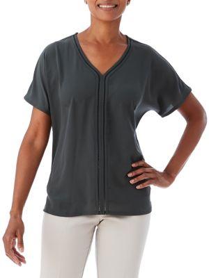 Olsen Solid Woven Front Tee