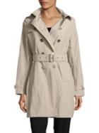Jane Post Solid Double-breasted Trench Coat