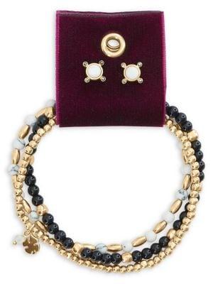 Lucky Brand Goldtone And Silvertone Circle Earrings And Bracelet Set