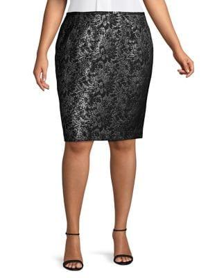 Calvin Klein Plus Metallic Jacquard Pencil Skirt
