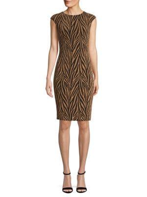 Vince Camuto Animal-print Cap-sleeve Sheath Dress