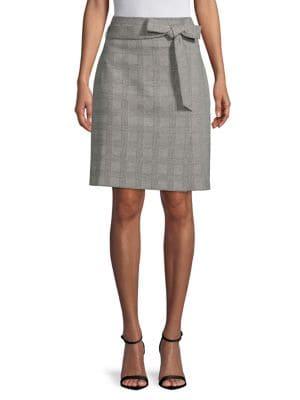 Imnyc Isaac Mizrahi Glen Plaid Self-tie Pencil Skirt