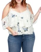 Lucky Brand Plus Floral Cold-shoulder Top