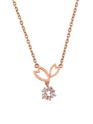Sonatina 10k Rose Gold & Diamond Floral Pendant Necklace
