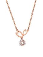 Sonatina 10k Rose Gold & Diamond Floral Pendant Necklace