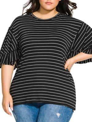 City Chic Plus Bliss Stripe Top